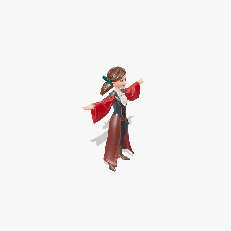 Pirate Adventurer Female Character Rigged and Animated